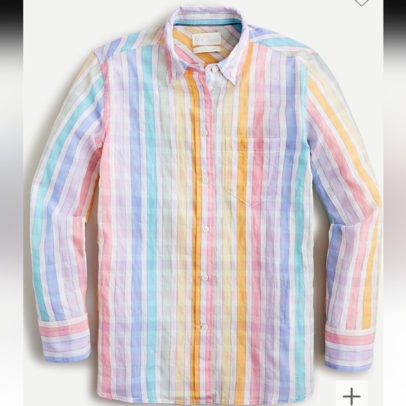 J Crew Classic-fit shirt in rainbow crinkle gingham - Picture 2 of 10